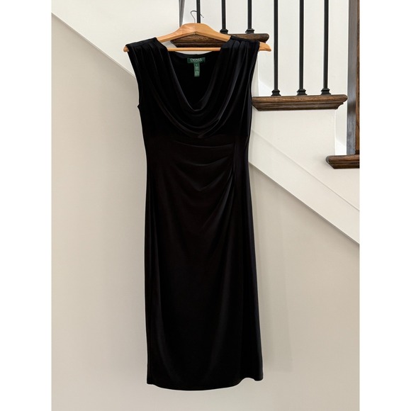 Lauren Ralph Lauren Dresses & Skirts - Lauren Ralph Lauren Dress Women Size 4 Black Sleeveless Drape Neck Quiet Luxury